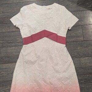 KALISA Designer Dress size XL, white/pink ombre short sleeve midi